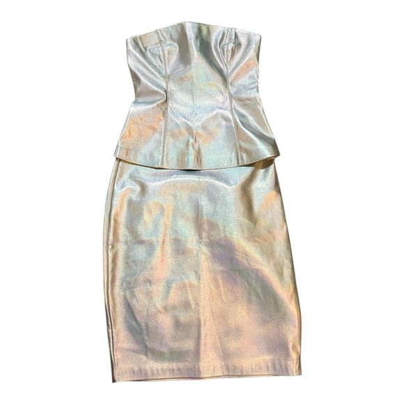 Susana Monaco Faux Leather strapless top & skirt, small top & skirt NWOT